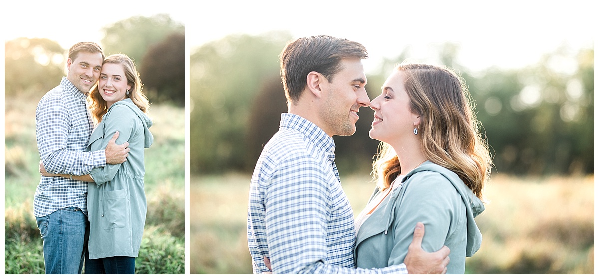 alexandra and cody engagement session in a field